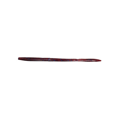 A single Xzone Lures Deception Worm 6" from Xzone Lures, in dark red, is centered on a plain white background. This soft plastic lure is ideal for bass fishing.