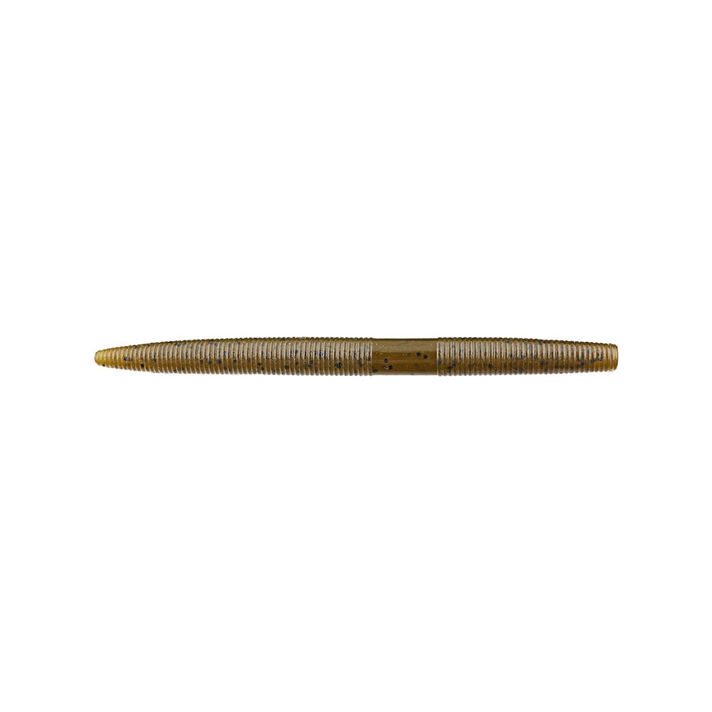 A gold, textured metal pen with a cylindrical shape and fine ridges along the body, reminiscent of a Yamamoto Senko by Yamamoto, lies horizontally on a white background with a central band dividing the barrel.