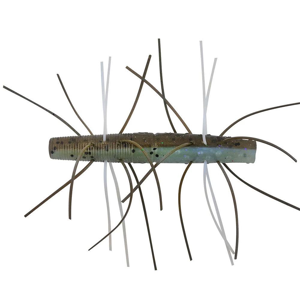 The Z-Man Fuzzy TRD 2.75" 4pk features soft, durable ElaZtech lures shaped like thick worms with long brown and white appendages—perfect for Ned rig presentations.