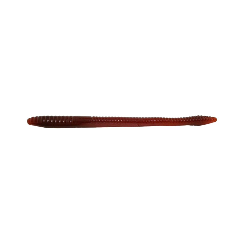 The Zoom Finesse Worm 4.5" 20pk by Zoom is a soft, ribbed, brown plastic fishing lure shown against a white background—perfect for bass fishing fans.