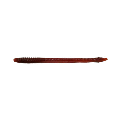 The Zoom Finesse Worm 4.5" 20pk by Zoom is a soft, ribbed, brown plastic fishing lure shown against a white background—perfect for bass fishing fans.